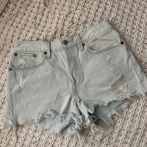 Light Blue Distressed Levi’s Denim Shorts